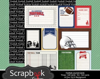 Football Journal Cards. Digital Scrapbooking. Project Life. Instant Download.