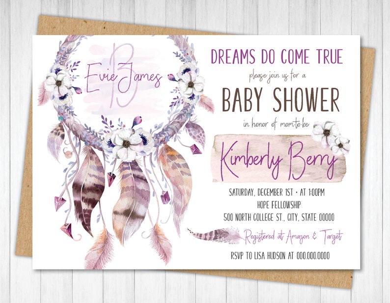 Dreams Do Come True Dream Catcher Baby Shower Invitation Etsy Dreams Do Come True Dream Catcher Baby Shower Invitation Etsy