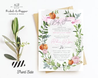 Fall Floral Pumpkin baby Brunch Invitation, Fall Floral Pumpkin baby Shower Invitation,pumpkin spice and everything nice, watercolor pumpkin