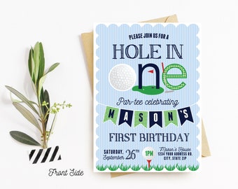 Hole In one, Golf birthday, golf invitation, boy golf invitation, golf party, hole in one birthday, first birthday, one, masters theme party