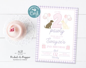 EDITABLE Pet Pawty Invitation | Puppy Birthday Party | Pet Party Theme Invitation | lets pawty l puppy party l Labrador invitation