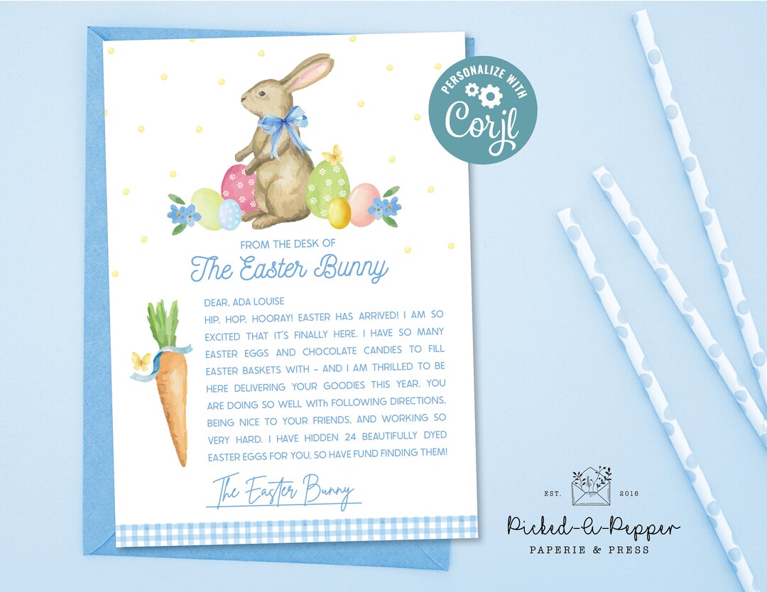 Editable Easter Bunny Letter Return Letter From the Desk of Easter ...