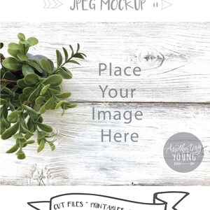Mockup Distressed Wood and Boxwood / Styled Wood Mockup / Wood Background Mockup /  JPG Mockup / Wood Desktop Mockup / Boxwood Mockup Pic