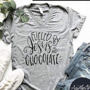 Gevoed door Jezus en Chocolade SVG, HandBeletterd SVG, Cut File, Silhouette, Cricut, Jesus Cut File, Chocolate svg, fun svg dxf png