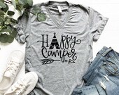 Happy Camper SVG / spring svg / summer svg / Camping svg / camping teepee svg / Hand Lettered svg / Sign Stencil svg / Camper clipart