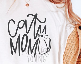 Cat Mom SVG , Circut , Silueta , Cat SVG , Piel Mom SVG , Archivo de corte , Letras a mano svg , pdf , imágenes prediseñadas , Piel Mama , Cat clip art