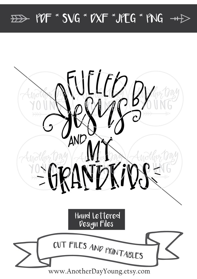 Fueled by Jesus and My Grandkids SVG Hand Lettered SVG Cut ...