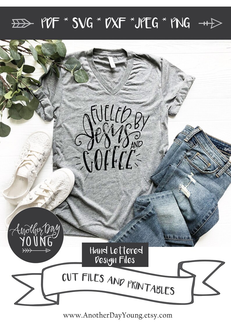 Download Fueled by Jesus and Coffee SVG Hand Lettered SVG Cut File | Etsy