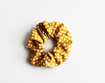 Handmade Scrunchie  Mustard Polka Dot