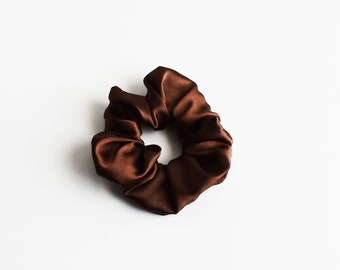 Handmade Chocolate Satin Scrunchie