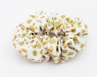 Boutique Scrunchie: White and Gold Animal Print