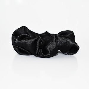 Scrunchie ~ Midnight Black Silky Satin Scrunchie ~ Designer Boutique Scrunchie ~ Healthy Hair ~ Messy Bun ~ Night Scrunchie