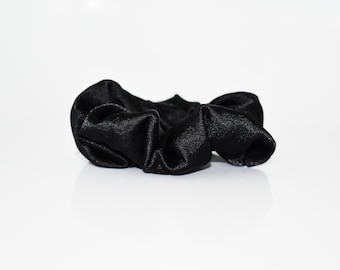 Scrunchie ~ Midnight Black Silky Satin Scrunchie ~ Designer Boutique Scrunchie ~ Healthy Hair ~ Messy Bun ~ Night Scrunchie