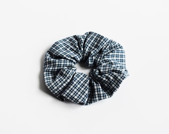 Blue Plaid Scrunchie