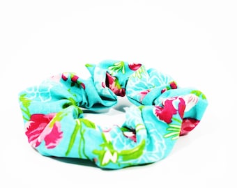 Scrunchie ~  Blue Floral ~ Top Knots ~ Messy Bun ~ Hair Cloud ~ Hair Accessories