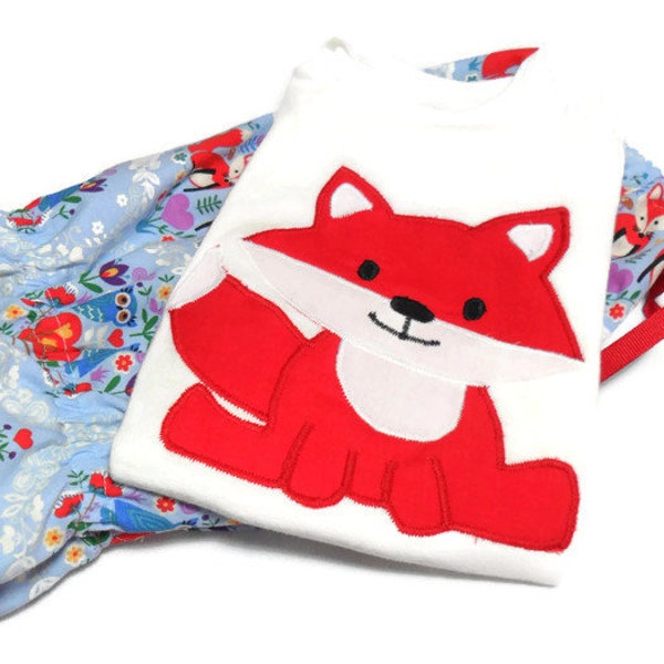 Girls Outfit, Fox outfit, Fox girl clothes,  Fox Bodysuit and Bloomer Set, Fox for Girl, 18 month girl, Fox shirt, Fox Birthday, Red Fox