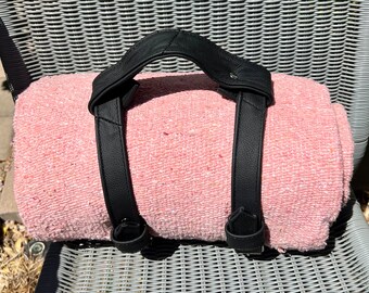 Leather blanket roll / hiking gear /serape blanket / outdoor / bedroll /motorcycle /yoga blanket