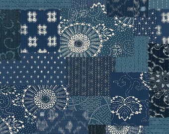 PATCHWORK DESIGN: Blues -  Indigo Blooming Asian Japanese Fabric