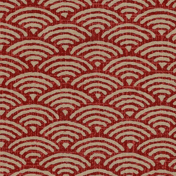Waves -  Brick Red Japanese Traditional Fabric - Seigaiha