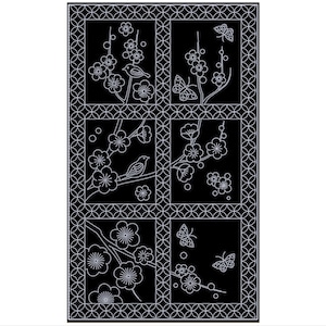 Panneau Sashiko Prunier - 68,5 cm x 111,8 cm - Bleu marine