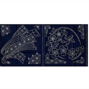SASHIKO PREPRINTED PANEL: 2 Designs - 11.5 inches x 21 inches
