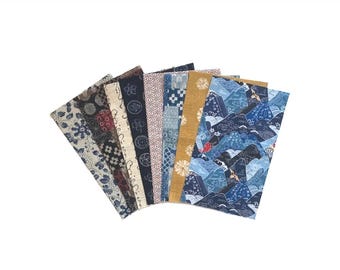 8 Japanese Printed Cotton Fabric Pack - Sashiko Boro Hand Stitching #345