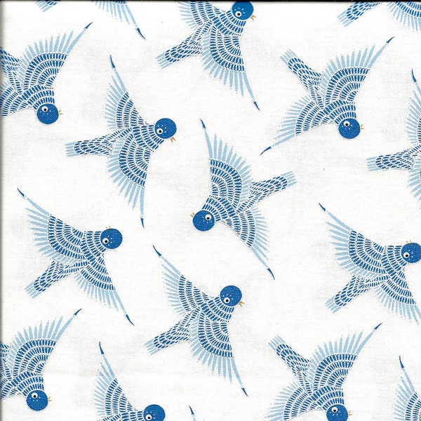 NEW! BLUE BIRDS -  100% Cotton Fabric - Quilts, Apparel, Crafting