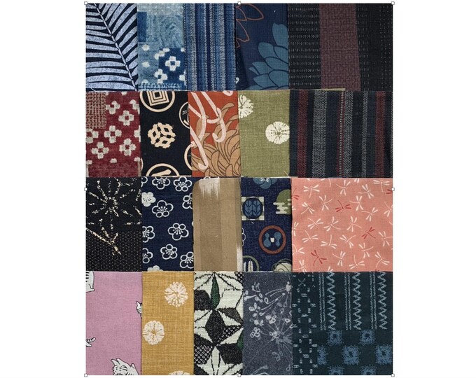 40 Mixed Cotton Japanese Fabric Pack - 4x4 Squares - Boro, Quilting ...