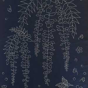 WISTERIA: Sashiko Panel in Indigo Blue - 24" x 44"