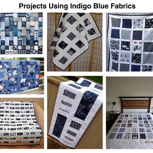 15 Indigo Blue Japanese Fat Eighth Fabric Bundle image 3
