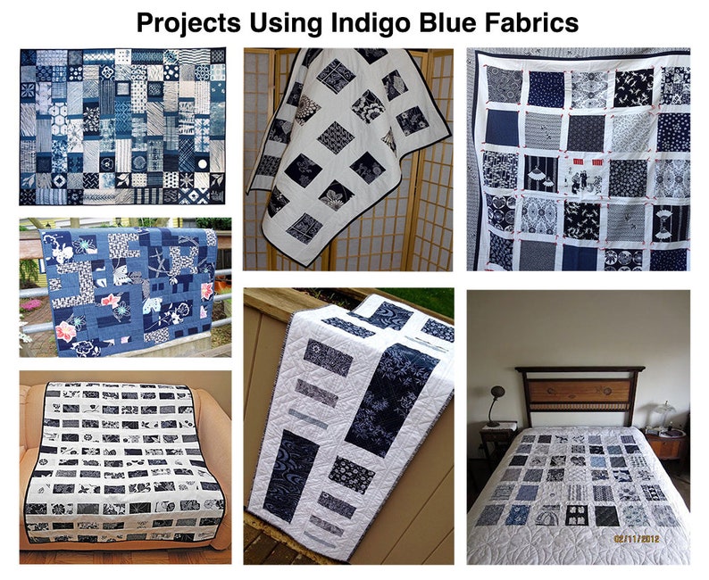 15 Indigo Blue Japanese Fat Eighth Fabric Bundle image 3