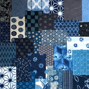 Japanese Boro Fabric Scraps - 20 Variety Indigo Cotton Pieces - Slow Stitching