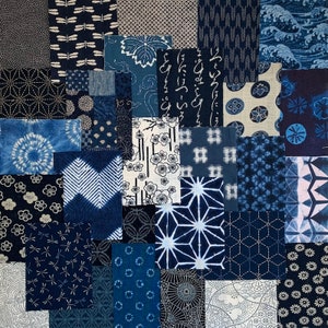20 Pieces Indigo Cotton Boro Fabric Packs