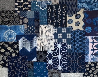 20 Pieces Indigo Cotton Boro Fabric Packs