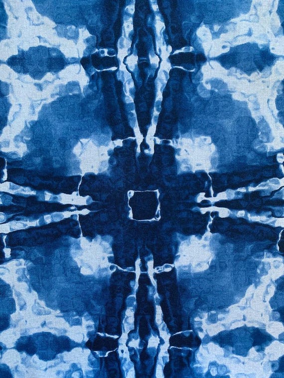 Shibori Design Indigo Blue Fabric - #12641 - Etsy