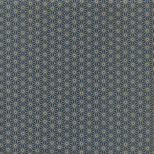 Asanoha (Hanfblätter) Design-Blue Japanese Traditional Kasuri Fabric (By the Half Yard)
