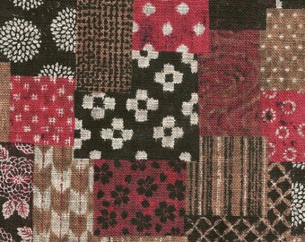Boro Patchwork - Red, Brown, Beige Homespun Japanese Traditional Fabric