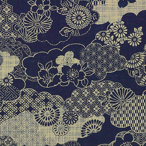 Clouds of Traditional Designs - Homespun Indigo Japanese Traditional Fabric