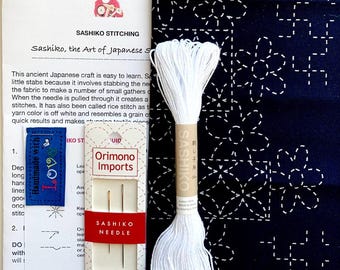 EASY SASHIKO Beginner Kit #287: Pre-printed Fabric, Needles, Thread