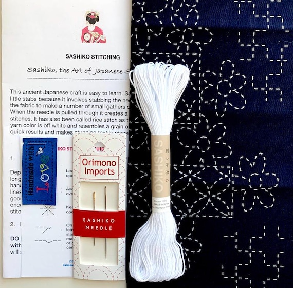 EASY SASHIKO Beginner Kit #287: Pre-printed Fabric, Needles, Thread