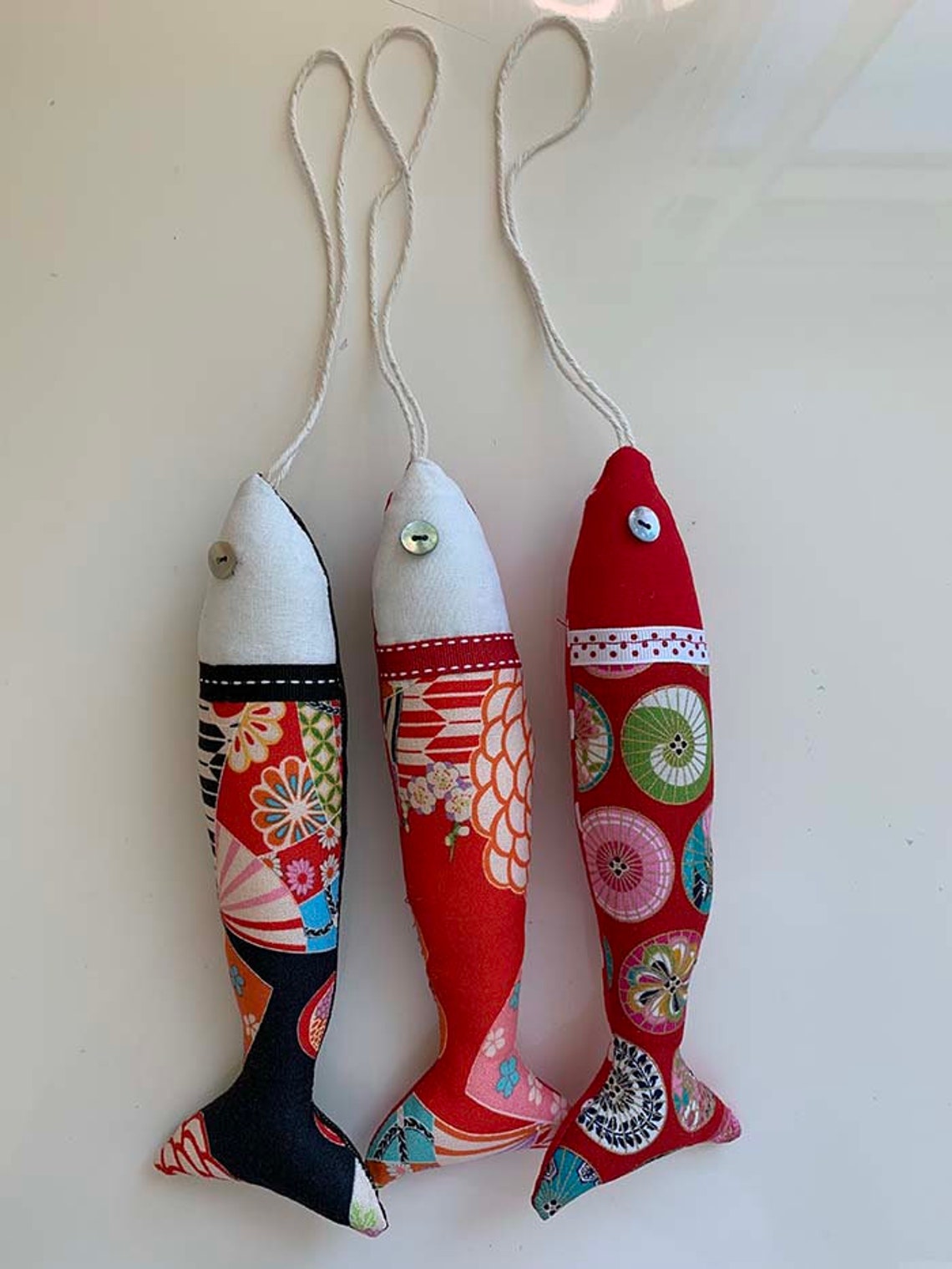 Set of 3 Japanese Fabric Fish Decor Hanging Wall Display 2 | Etsy
