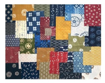 30 Multi-Color BORO Slow Stitch Fabric Pieces #346