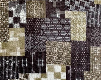 NEW! Boro Inspired Indigo Faux Patchwork Design - Cotton Dobby -  Traditional Japanese Designs