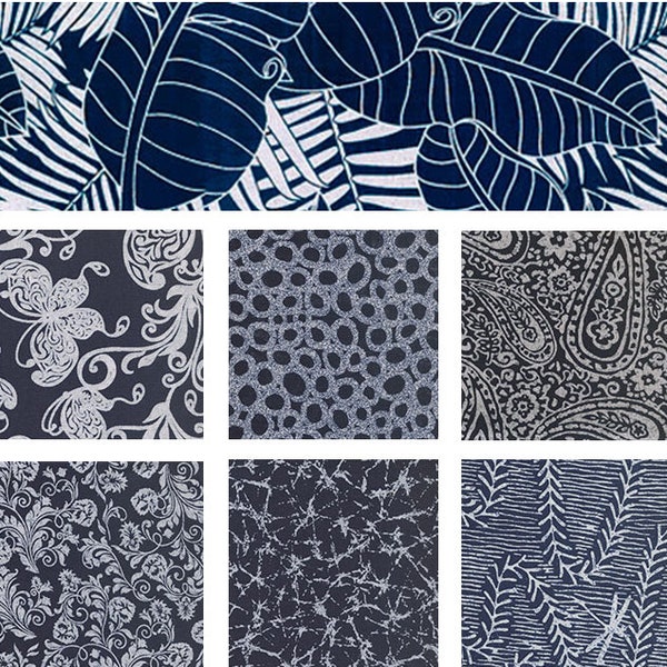 7 Indigo Katagami Asian Japanese Fat Quarter Collection #2