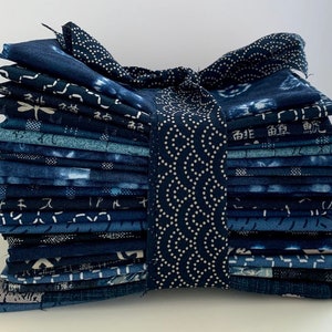 15 Indigo Blue Japanese Fat Eighth Fabric Bundle image 1