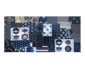 31 Mixed Boro-Inspired Japanese Fabrics & Sarashi Backing -Sashiko Slow Stitching #429