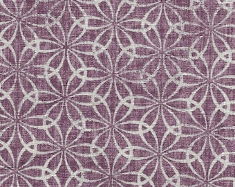 Interlocking Flower Design - Purple  100% Cotton Dobby