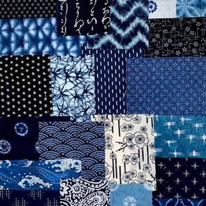 20 Pieces Indigo Cotton Boro Fabric Packs