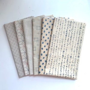 6 Beige/Cream Traditional Japanese Fabric Bundle: Perfect for Quilts, Boro, Craft Projects #804