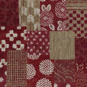 Boro Patchwork - Red/Beige Homespun Japanese Traditional Fabric